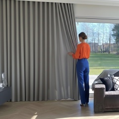 Verdunkelungsvorhang nach Maß – grau-beige, moderne Fensterdekoration