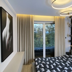 Elegante sandfarbene Vorh&auml;nge f&uuml;r das Wohnzimmer, auf Ma&szlig; gefertigt, ohne B&uuml;geln