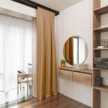 Vorhang für das Zimmer, matt, weicher Griff, einfarbig, karamell