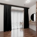 Modern velvet drape, for living room, soft touch, black