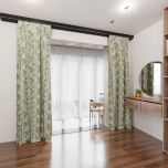 Moderner Vorhang, natürlich, matt, Blumen-Blatt-Design