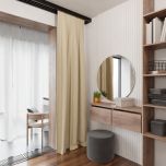 Moderner, einfarbiger, matter Vorhang für das Wohnzimmer, kaltes Lila