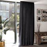 Eleganter Samtvorhang, für das Wohnzimmer, weicher Griff, dunkelgrau