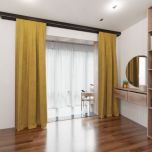 Modern drape, for living room, single colour, soft touch, yellow, no ironing