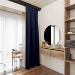 Marineblauer Vorhang, für Zimmer, matt, soft touch, auf Maß genäht