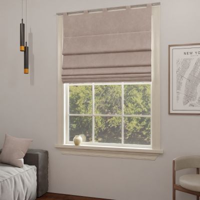 Modernes Raffrollo in mattem glattem Beige-Rosa