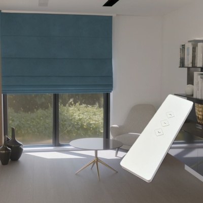 Elektrisches Raffrollo Denim nach Maß