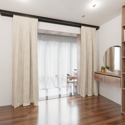 Modischer einfarbiger Vorhang, für das Wohnzimmer, matt, soft touch, beige