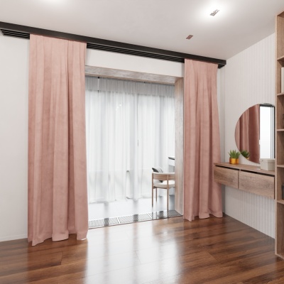 Schöner Vorhang für Kinderzimmer, matt, glatt, pastellrosa, bügelfrei