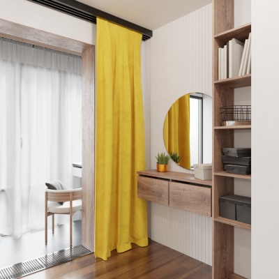 Schöner Samtvorhang, für das Zimmer, weicher Griff, gelb 