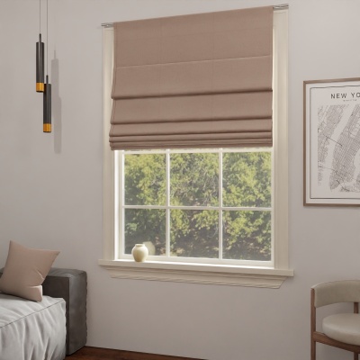 Raffrollo Blackout in mattem Warmbeige