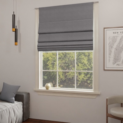 Raffrollo, dunkelgrau, verdunkelbar, matt, moderne Fensterdekoration
