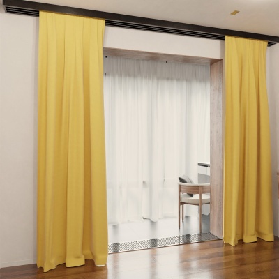 Wunderschöner Verdunkelungsvorhang, für Wohnzimmer, matt, einfarbig, dunkelgelb