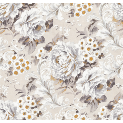 Modernes Raffrollo in naturmattem Design mit Blumenmuster