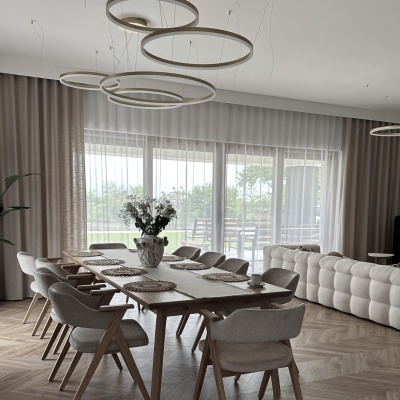 Weicher Verdunkelungsvorhang , Farbe Cappuccino, für Wohnzimmer, Zimmer, ohne Bügeln