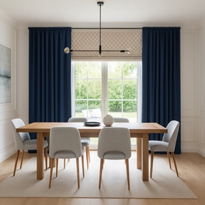 K&uuml;che und Esszimmer mit Fensterdekorationen nach Ma&szlig;
